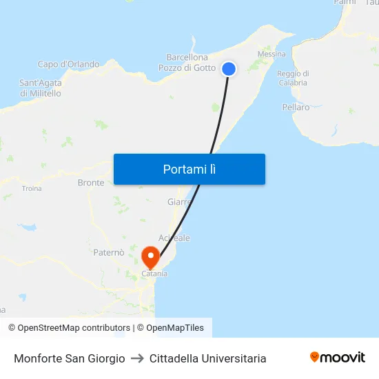 Monforte San Giorgio to Cittadella Universitaria map