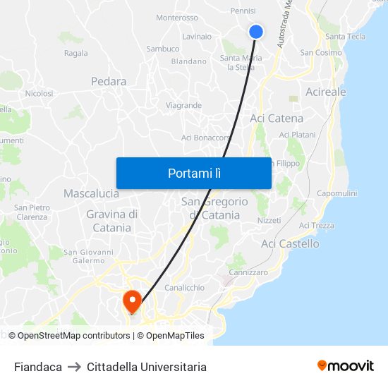 Fiandaca to Cittadella Universitaria map