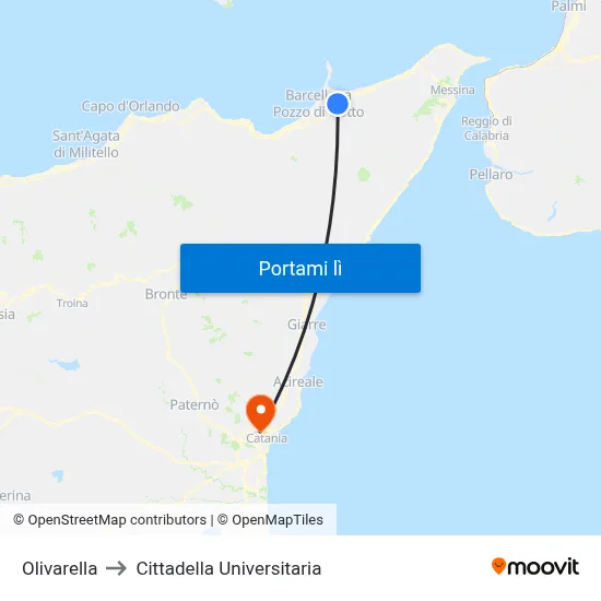 Olivarella to Cittadella Universitaria map