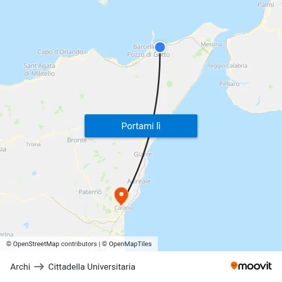 Archi to Cittadella Universitaria map