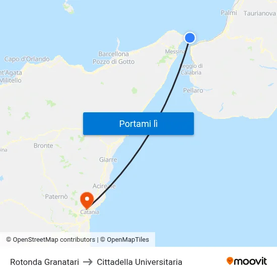 Rotonda Granatari to Cittadella Universitaria map