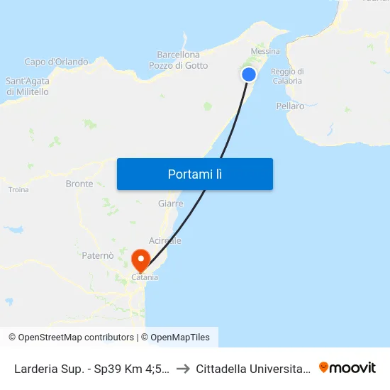 Larderia Sup. - Sp39 Km 4;500 to Cittadella Universitaria map