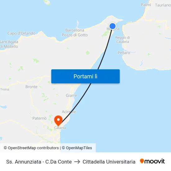 Ss. Annunziata - C.Da Conte to Cittadella Universitaria map