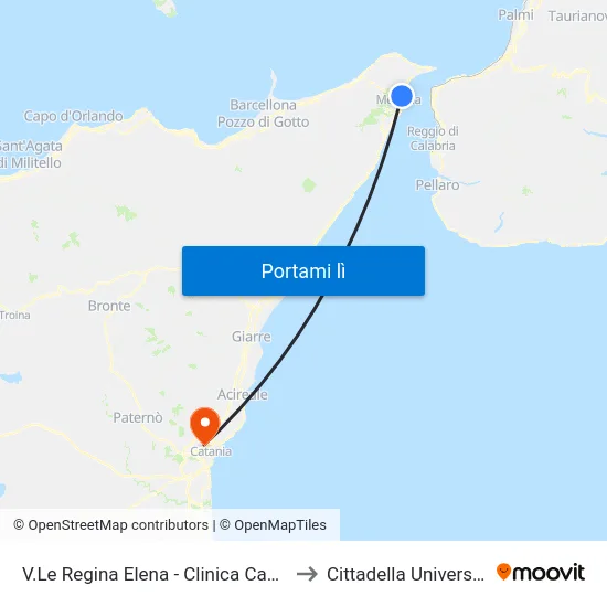 V.Le Regina Elena - Clinica Cappellani to Cittadella Universitaria map