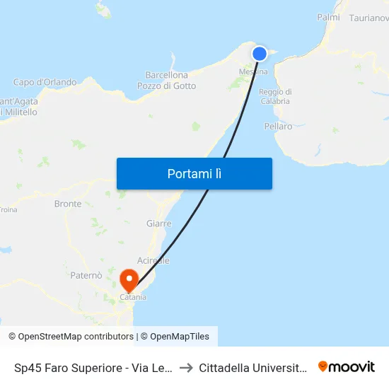 Sp45 Faro Superiore - Via Lecce to Cittadella Universitaria map