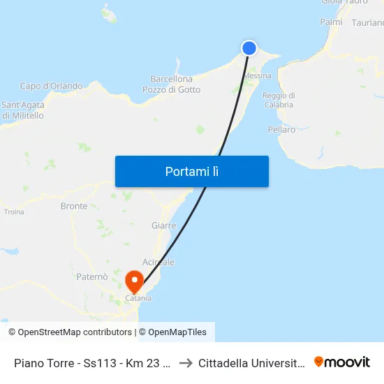 Piano Torre - Ss113 - Km 23 -000 to Cittadella Universitaria map
