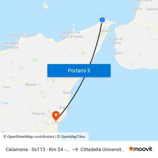Calamona - Ss113 - Km 24 -500 to Cittadella Universitaria map