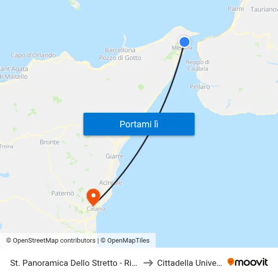 St. Panoramica Dello Stretto - Rialto Azzurro to Cittadella Universitaria map