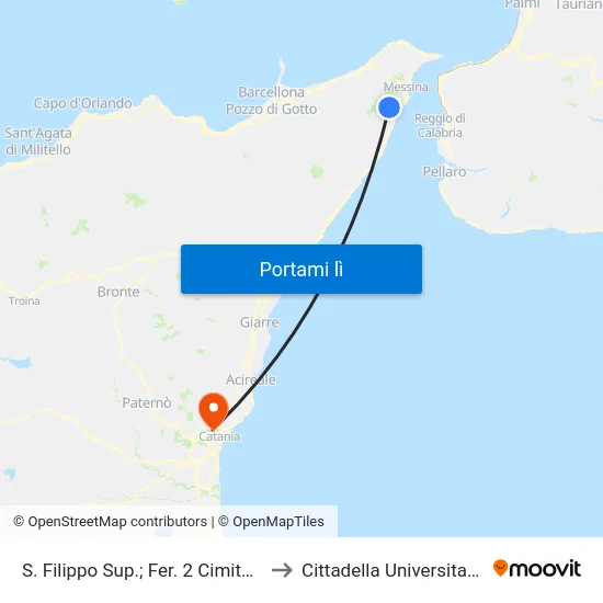 S. Filippo Sup.; Fer. 2 Cimitero to Cittadella Universitaria map