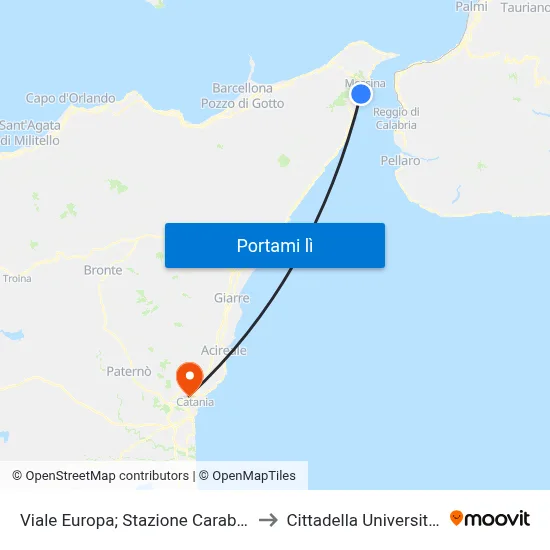 Viale Europa; Stazione Carabinieri to Cittadella Universitaria map