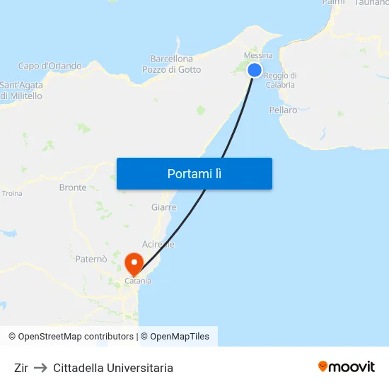 Zir to Cittadella Universitaria map