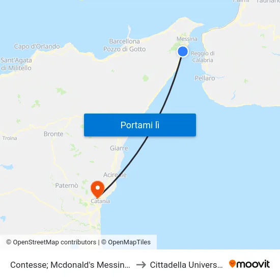Contesse; Mcdonald's Messina Drive to Cittadella Universitaria map