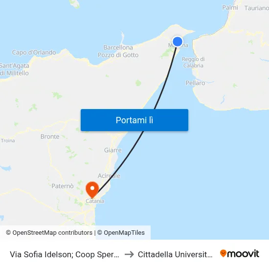 Via Sofia Idelson; Coop Sperone to Cittadella Universitaria map