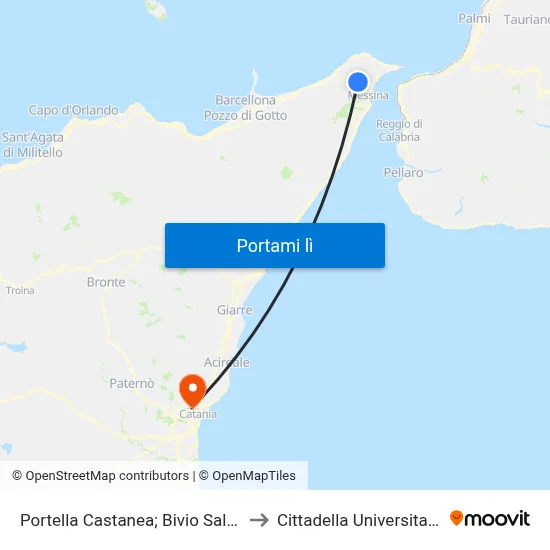 Portella Castanea; Bivio Salice to Cittadella Universitaria map