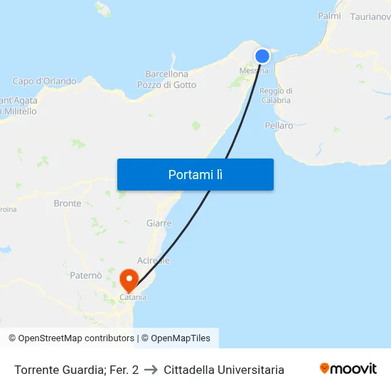 Torrente Guardia; Fer. 2 to Cittadella Universitaria map