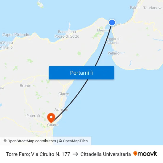 Torre Faro; Via Ciruito N. 177 to Cittadella Universitaria map