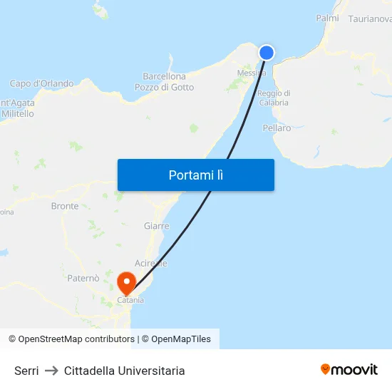 Serri to Cittadella Universitaria map