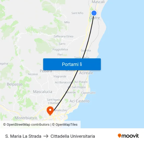 S. Maria La Strada to Cittadella Universitaria map