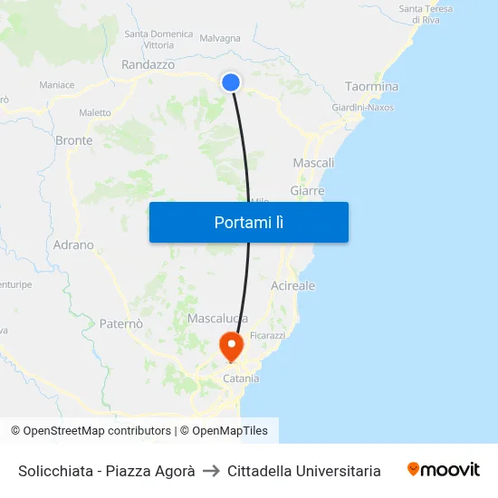 Solicchiata - Piazza Agorà to Cittadella Universitaria map