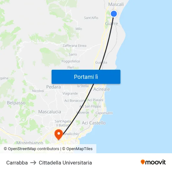 Carrabba to Cittadella Universitaria map