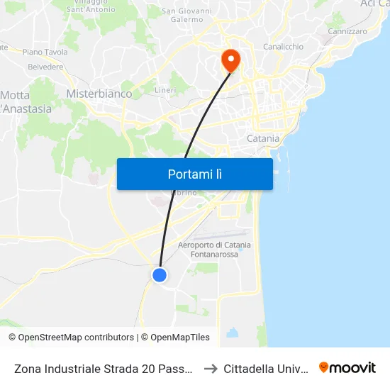 Zona Industriale Strada 20 Passo Cavaliere (1) to Cittadella Universitaria map