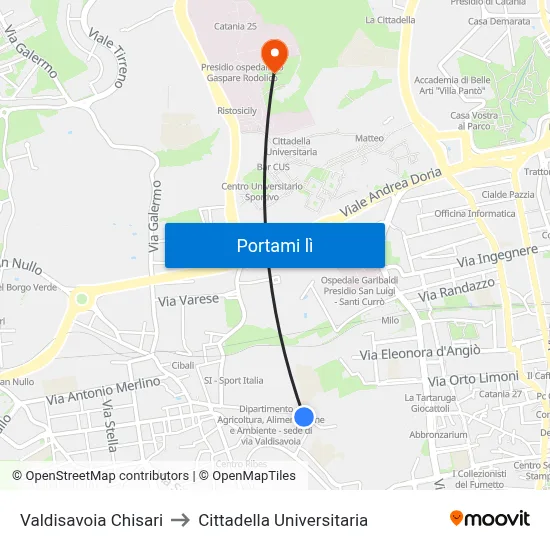 Valdisavoia Chisari to Cittadella Universitaria map