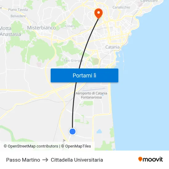 Passo Martino to Cittadella Universitaria map