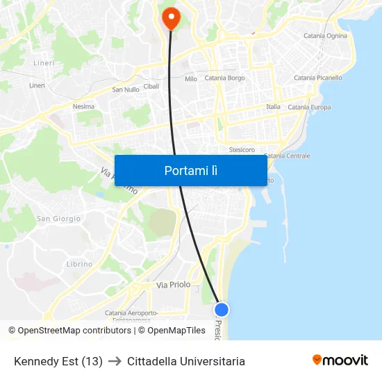 Kennedy Est (13) to Cittadella Universitaria map
