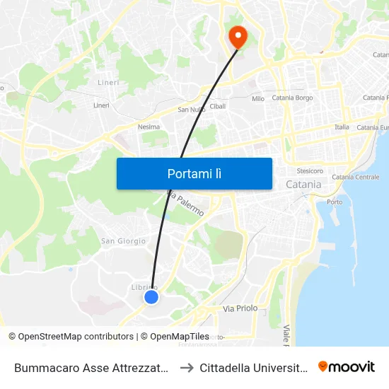 Bummacaro Asse Attrezzato (2) to Cittadella Universitaria map