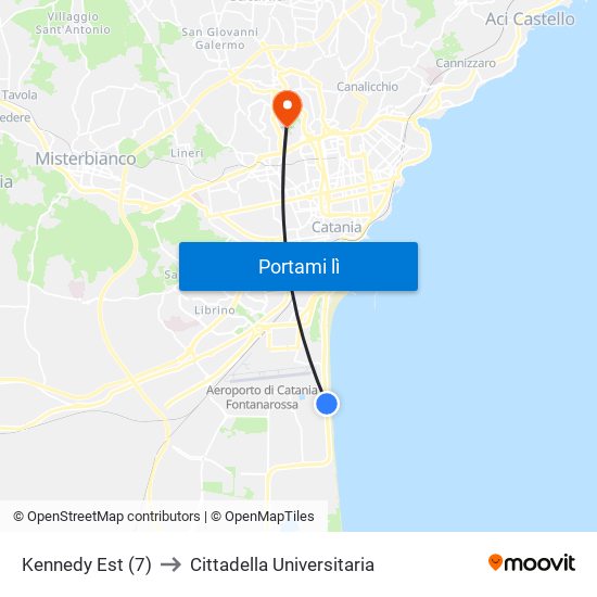 Kennedy Est (7) to Cittadella Universitaria map