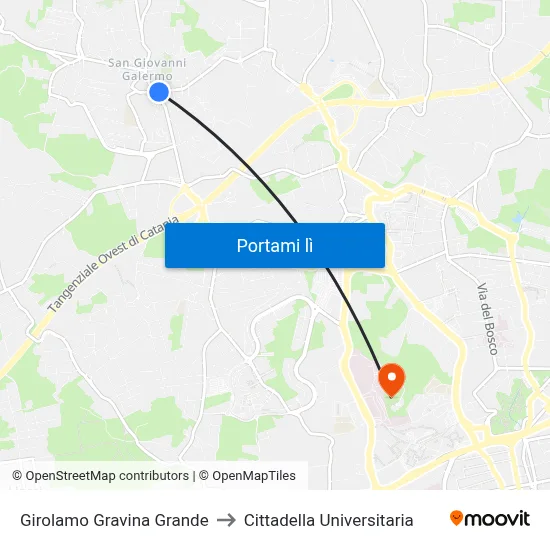 Girolamo Gravina Grande to Cittadella Universitaria map