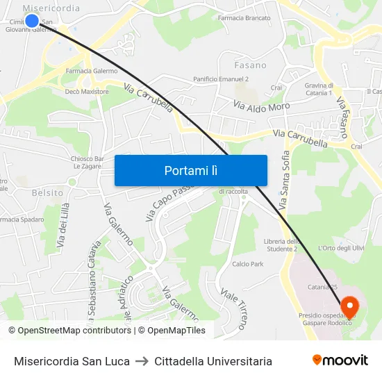 Misericordia San Luca to Cittadella Universitaria map