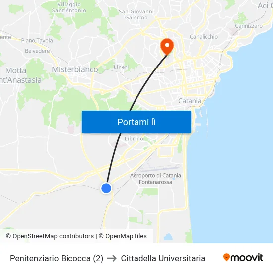 Penitenziario Bicocca (2) to Cittadella Universitaria map