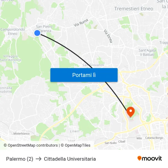 Palermo (2) to Cittadella Universitaria map