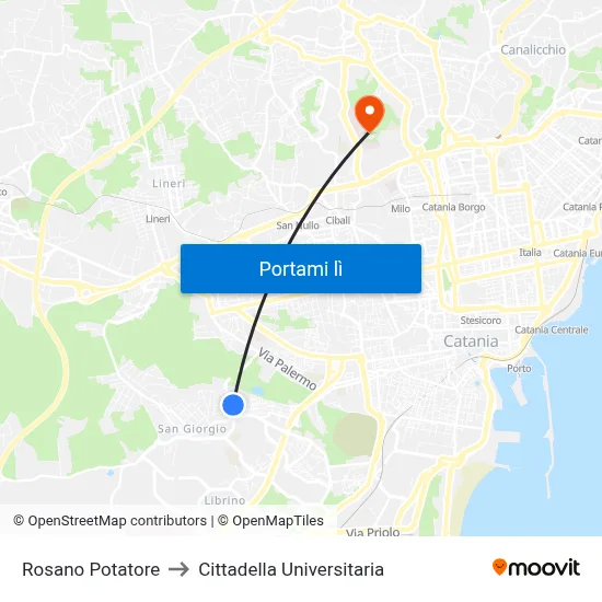 Rosano Potatore to Cittadella Universitaria map