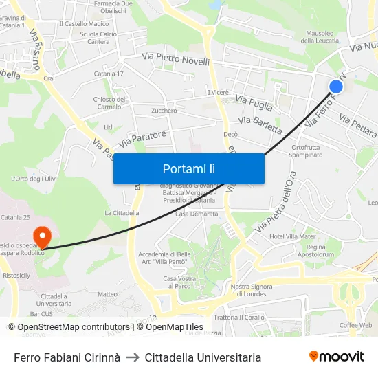 Ferro Fabiani Cirinnà to Cittadella Universitaria map