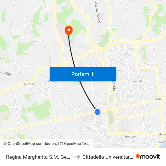 Regina Margherita S.M. Gesù to Cittadella Universitaria map