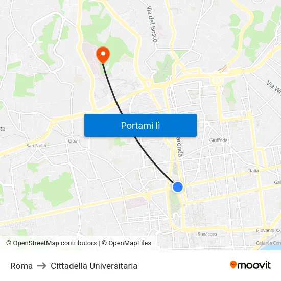 Roma to Cittadella Universitaria map