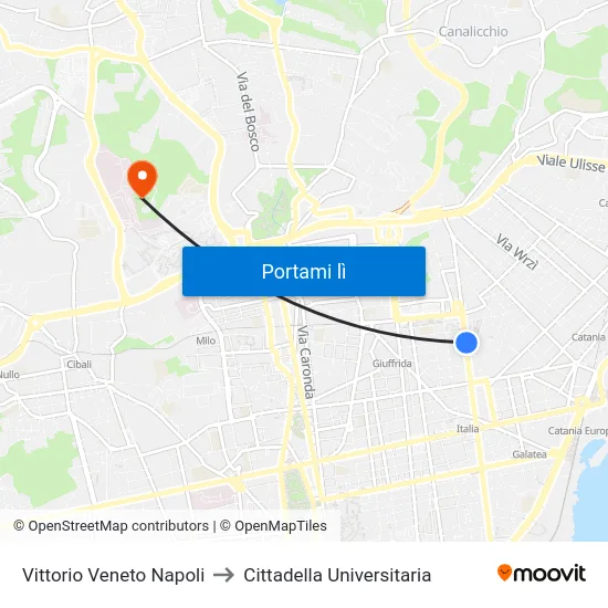 Vittorio Veneto Napoli to Cittadella Universitaria map