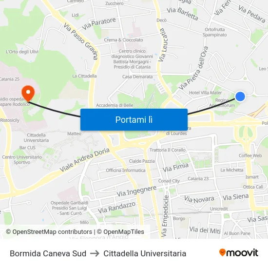 Bormida Caneva Sud to Cittadella Universitaria map