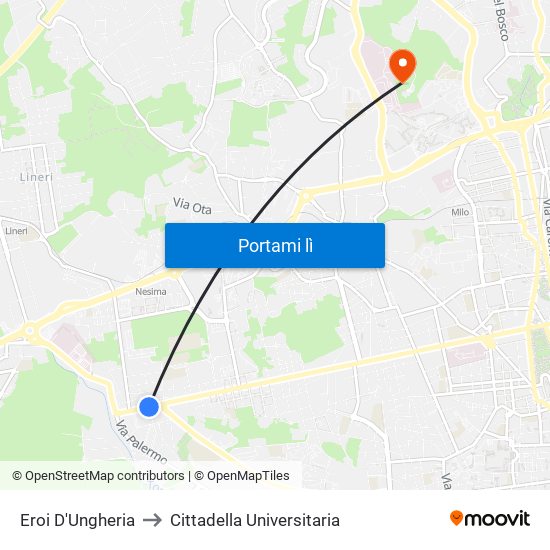 Eroi D'Ungheria to Cittadella Universitaria map