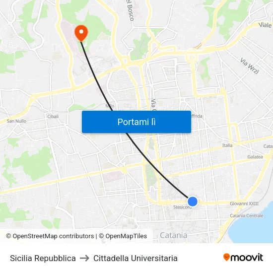 Sicilia Repubblica to Cittadella Universitaria map