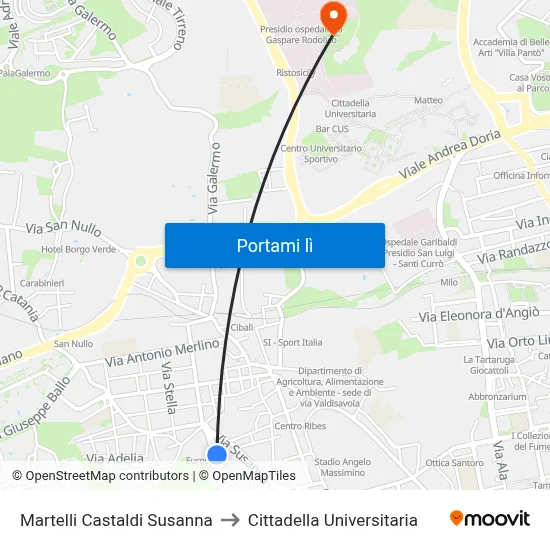 Martelli Castaldi Susanna to Cittadella Universitaria map