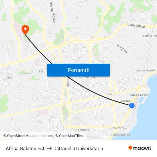 Africa Galatea Est to Cittadella Universitaria map