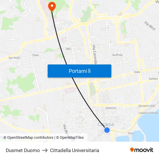 Dusmet Duomo to Cittadella Universitaria map