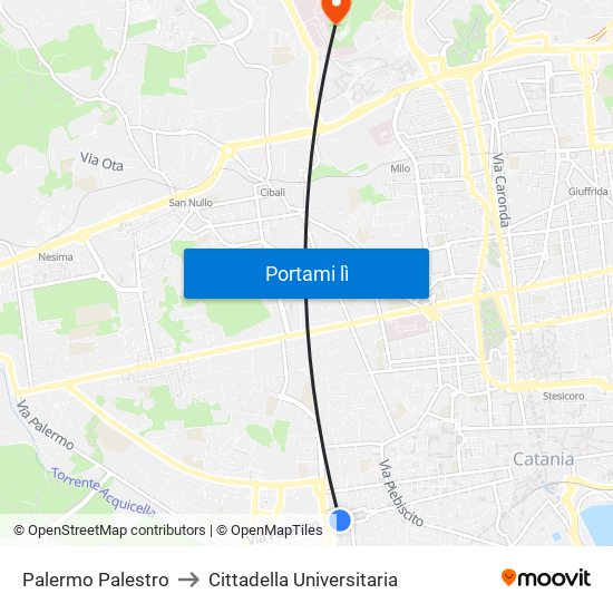 Palermo Palestro to Cittadella Universitaria map