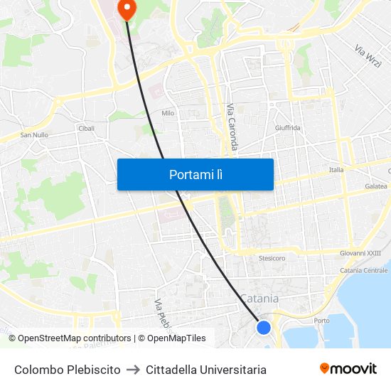 Colombo Plebiscito to Cittadella Universitaria map