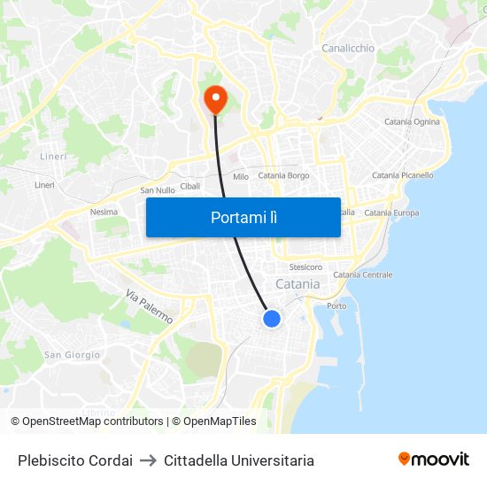 Plebiscito Cordai to Cittadella Universitaria map