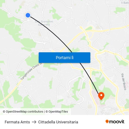 Fermata Amts to Cittadella Universitaria map