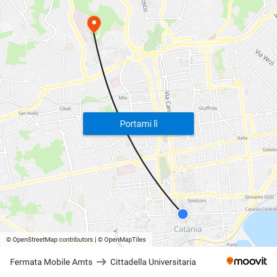 Fermata Mobile Amts to Cittadella Universitaria map